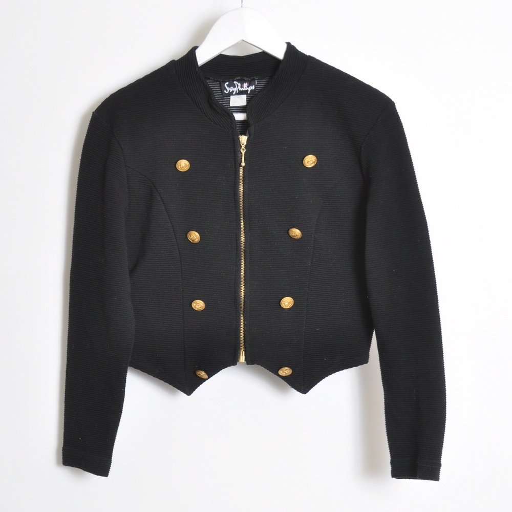 BLACK FITTED ZIPPED JACKET*J008